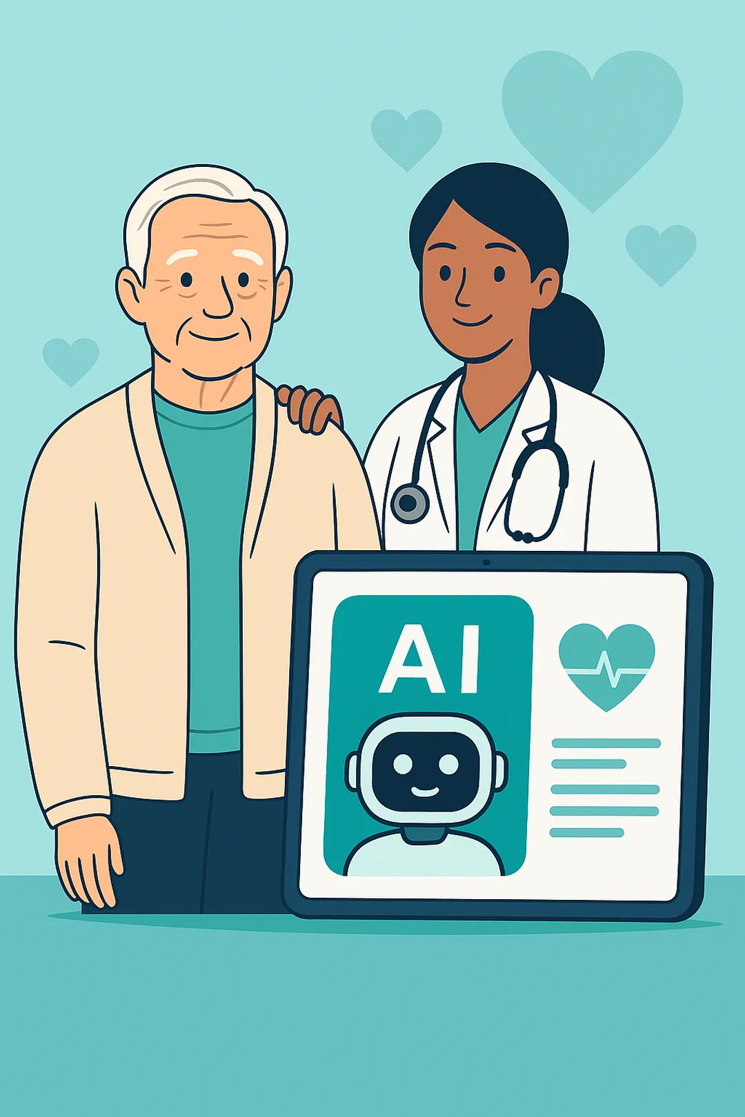 AI chat and voice reminders — supports, never replaces, care decisions